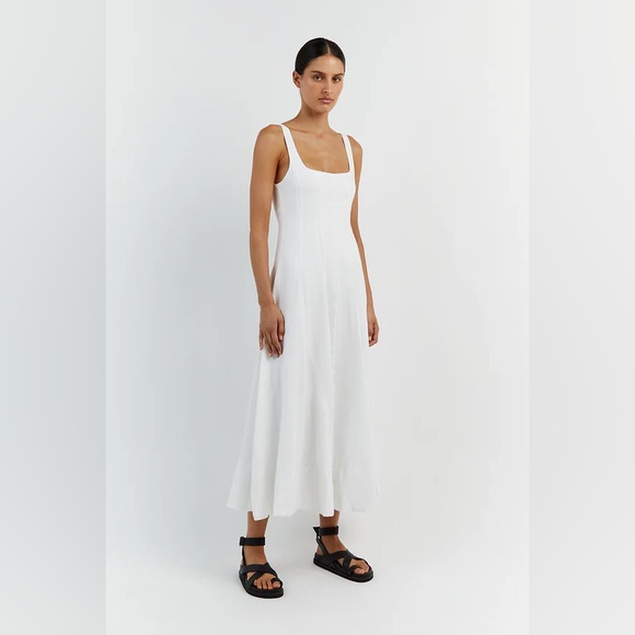 DISSH Milahn Midi Dress Linen White Size US 4 - Picture 10 of 10